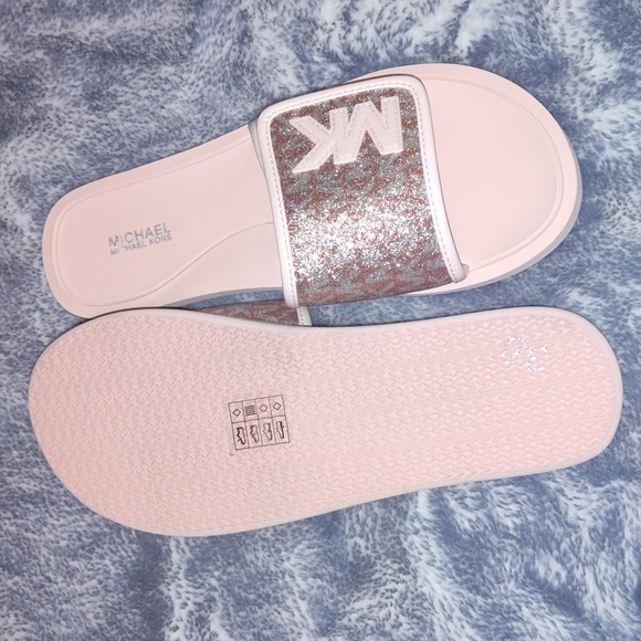 Michael Kors Pink Glitter Slide Sandals - Picture 6 of 6
